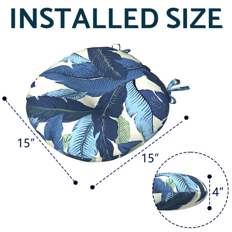 LVTXIII Outdoor Round Bistro Seat Cushions 15"x15"x4" Swaying Blue （Set of 2）