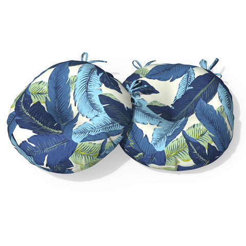 LVTXIII Outdoor Round Bistro Seat Cushions 15"x15"x4" Swaying Blue （Set of 2）