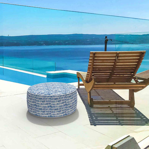 Inflatable Ottoman in pool Blue Pebble