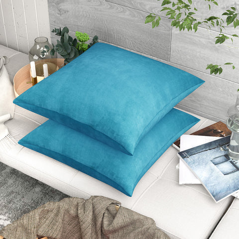 LVTXIII Outdoor Indoor Velvet Square Pillow Covers Teal (Pack of 2)