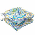 LVTXIII Outdoor Square Tufted Seat Cushions 19"x19"x5" Paisley Blue New(Set of 2)