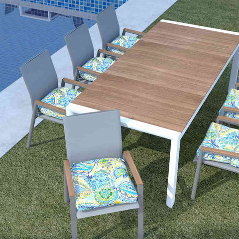 LVTXIII Outdoor Square Tufted Seat Cushions 19"x19"x5" Paisley Blue New(Set of 2)