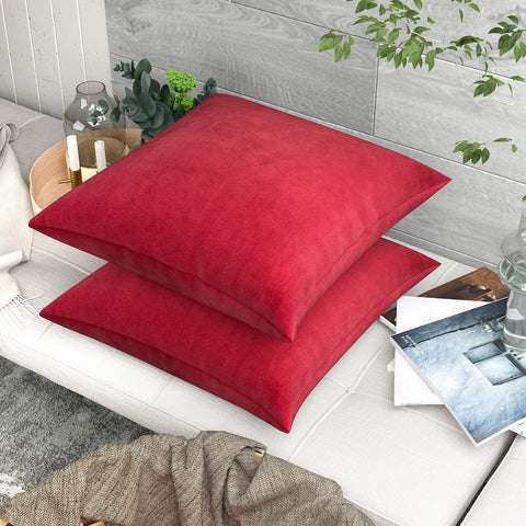 LVTXIII Outdoor Indoor Velvet Square Pillow Covers Red (Pack of 2)