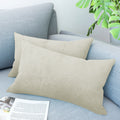 LVTXIII Outdoor Indoor Velvet Lumbar Pillow Covers 12" x 20" Beige (Pack of 2)