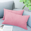 LVTXIII Outdoor Velvet Indoor Lumbar Pillow Covers 12" x 20" Pink (Pack of 2)