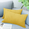 LVTXIII Outdoor Velvet Indoor Lumbar Pillow Covers 12" x 20" Yellow (Pack of 2)