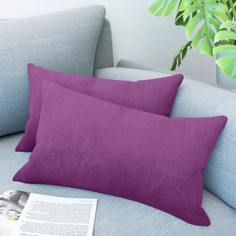 LVTXIII Outdoor Indoor Velvet Lumbar Pillow Covers 12" x 20" Purple (Pack of 2)