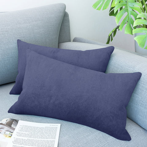 LVTXIII Outdoor Indoor Velvet Lumbar Pillow Covers 12" x 20" Navy (Pack of 2)