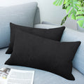 LVTXIII Outdoor Indoor Velvet Lumbar Pillow Covers 12" x 20" Black (Pack of 2)