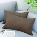 LVTXIII Outdoor Indoor Velvet Lumbar Pillow Covers 12" x 20" Chocolate (Pack of 2)