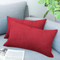 LVTXIII Outdoor Indoor Velvet Lumbar Pillow Covers 12" x 20" Red (Pack of 2)