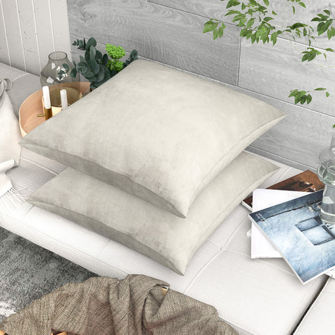 LVTXIII Outdoor Indoor Velvet Square Pillow Covers Beige (Pack of 2)