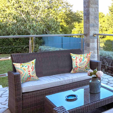 LVTXIII Outdoor/Indoor Square Throw Pillows 18”x18” Pretty Paisley (Set of 2)
