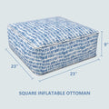 Square Inflatable Ottoman Pebble Blue LVTXIII Outdoor