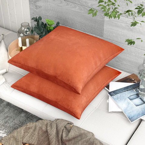 LVTXIII Outdoor Indoor Velvet Square Pillow Covers Orange (Pack of 2)