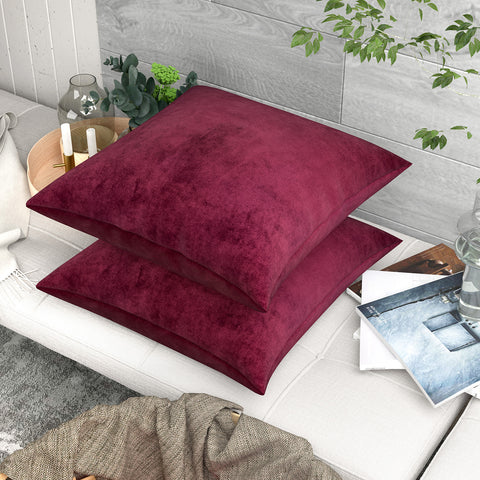 LVTXIII Outdoor Indoor Velvet Square Pillow Covers Wine (Pack of 2)