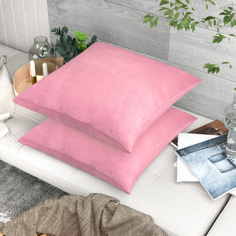 LVTXIII Outdoor Indoor Velvet Square Pillow Covers Pink (Pack of 2)