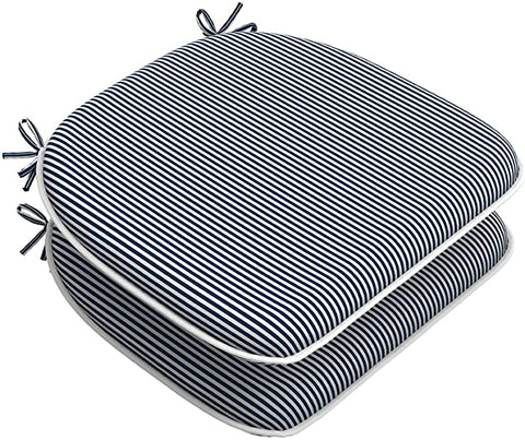 LVTXIII Outdoor Seat Cushions Patio Chair Pads 16"x17" Stripe Navy