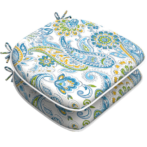 LVTXIII Outdoor Seat Cushions Patio 16"x17" Light Paisley (Set of 2)