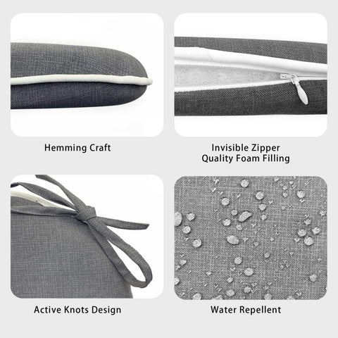 LVTXIII Outdoor Seat Cushions Patio Chair Pads 16"x17" Textured Grey