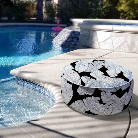 Inflatable Ottoman Black Lush Leaf Jungle in pool