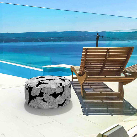 Inflatable Ottoman Black Lush Leaf Jungle size in pool