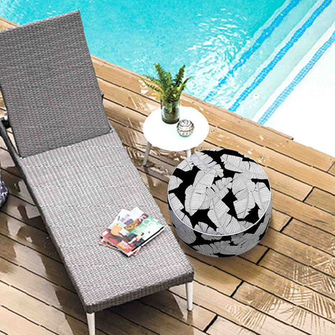 Inflatable Ottoman Black Lush Leaf Jungle in pool