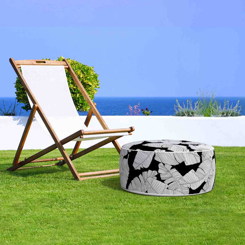Inflatable Ottoman Black Lush Leaf Jungle in garden