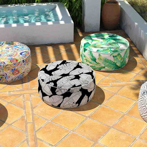 Inflatable Ottoman Black Lush Leaf Jungle outdoor