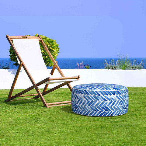 Inflatable Ottoman Blue Home-Blue Bricks in garden