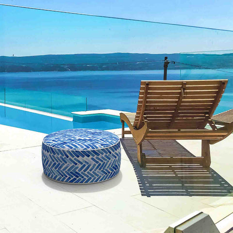 Inflatable Ottoman Blue Outdoor Home-Blue Bricks 