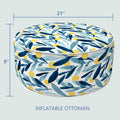 Inflatable Ottoman Blue Leaves size