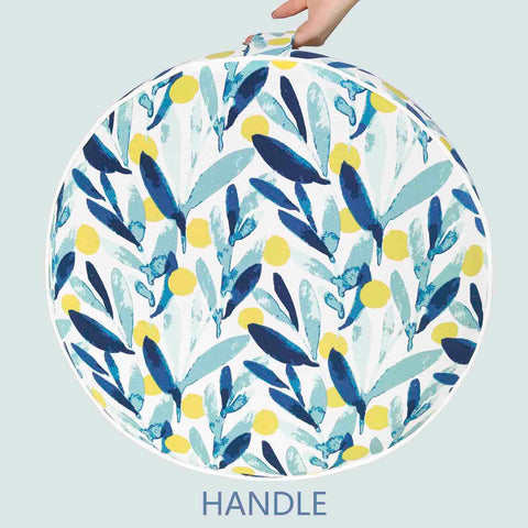Inflatable Ottoman Blue Leaves with handle