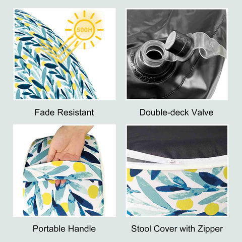 Inflatable Ottoman Blue Leaves details