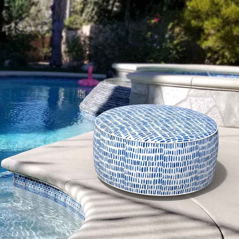 Inflatable Ottoman Blue Pebble in pool