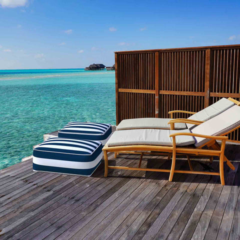 Square Inflatable Ottoman Cabana Navy LVTXIII Outdoor