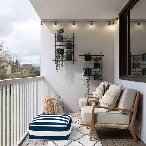 Square Inflatable Ottoman Cabana Navy LVTXIII Outdoor