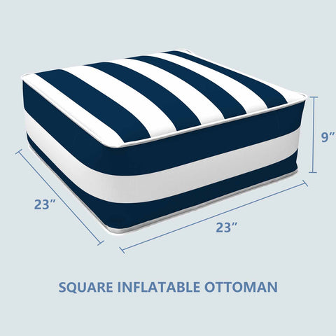 Square Inflatable Ottoman Cabana Navy LVTXIII Outdoor