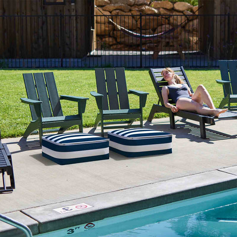 Square Inflatable Ottoman Cabana Navy LVTXIII Outdoor