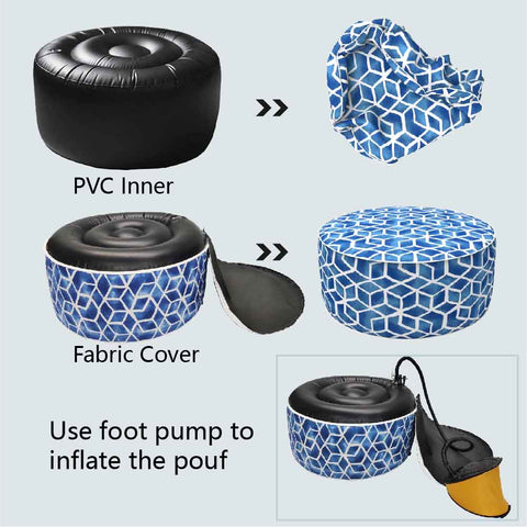 Inflatable Ottoman Cube Blue parts