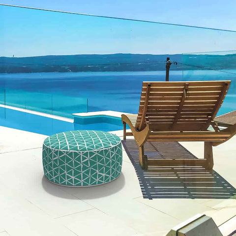 Inflatable Ottoman in pool Geomentry Green