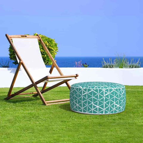 Inflatable Ottoman in garden Geomentry Green