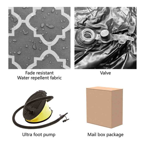 Inflatable Ottoman Geomentry Grey details