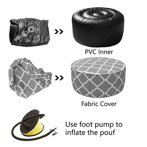 Inflatable Ottoman Geomentry Grey use