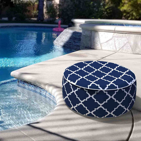  Inflatable Ottoman Geomentry Navy in pool