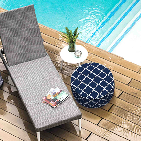  Inflatable Ottoman Geomentry Navy in pool