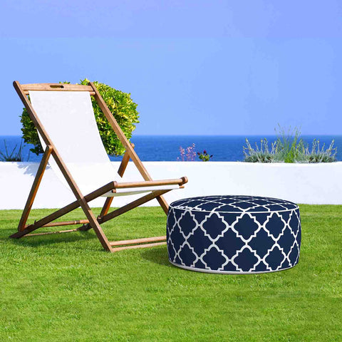  Inflatable Ottoman Geomentry Navy in garden
