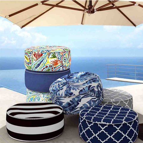  Inflatable Ottoman Geomentry Navy in patio