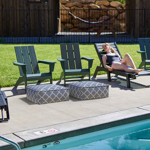 Square Inflatable Ottoman Geometry Grey LVTXIII Outdoor