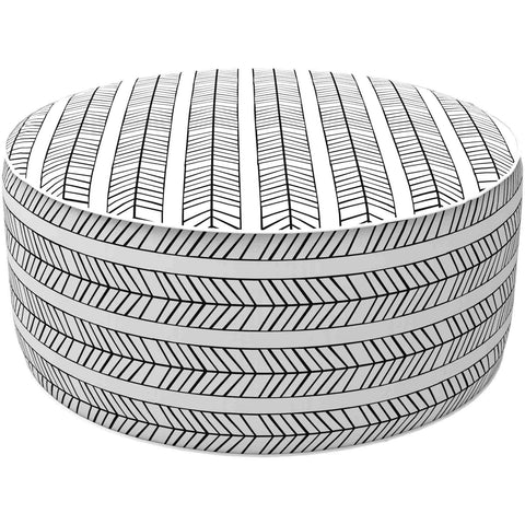 Inflatable Ottoman Herringbone Black White